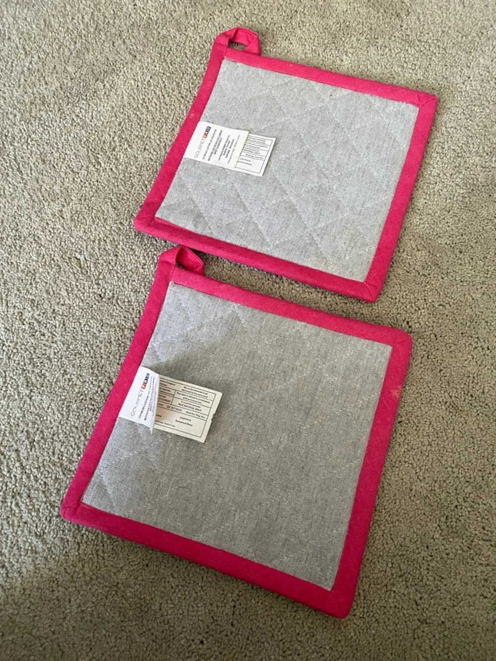 Gourmet PRO Pot Holders pink gray Set of 2 floral